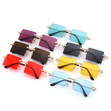 New Metal Frameless Women′s Fashion Small Frame Square Ocean Lens Sunglasses